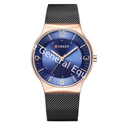 WJ-7428 CURREN 8304 Ultra-thin Round Luxury Men's Watch Minimalist Digital Net Band Wrist-watch Waterproof Imported Wick Watch