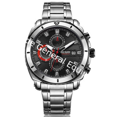 WJ-7604 MEGIR 2027 Gentleman Stainless Steel Quartz Watch Automatic Date Small Three Meedle Fashion Men's Wrist-watch