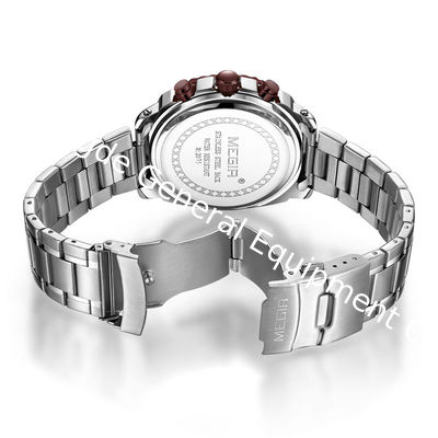 WJ-7604 MEGIR 2027 Gentleman Stainless Steel Quartz Watch Automatic Date Small Three Meedle Fashion Men's Wrist-watch