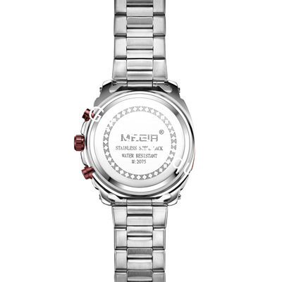 WJ-7604 MEGIR 2027 Gentleman Stainless Steel Quartz Watch Automatic Date Small Three Meedle Fashion Men's Wrist-watch