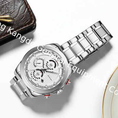 WJ-7391 Vogue Stainless Steel Watches BIDEN Brand Quartz Handwatches 3ATM Waterproof Date Day Men Wrist Watches