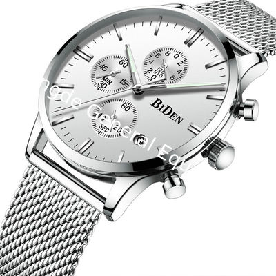 WJ-7394 Vogue Waterproof Stainless Steel Wrist Watches Business Men Handwatches Water Resistant Date Quartz Watches