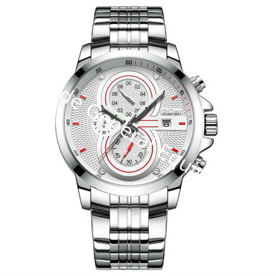 WJ-7395 Wholesales Business 3ATM Men Watches Waterproof Stainless Steel Wrist Watches Aotu Date Quartz Handwatches