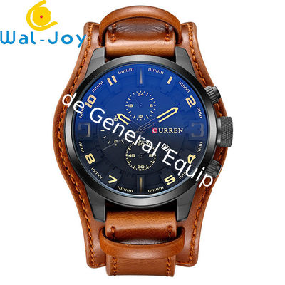 WJ-5911 CURREN 8225 High-end Casual Men's Dial Calendar Watch Waterproof Blue light Quartz Leather Wrist-watch