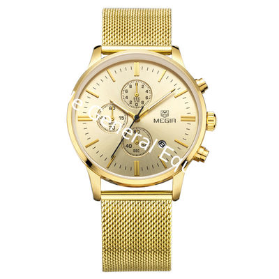 WJ-5263 MEGIR Brand Fashion Multifunction 3ATM Water Resistant Outdoor Men Stainless Steel Sport Watch