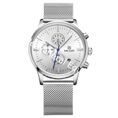WJ-5263 MEGIR Brand Fashion Multifunction 3ATM Water Resistant Outdoor Men Stainless Steel Sport Watch