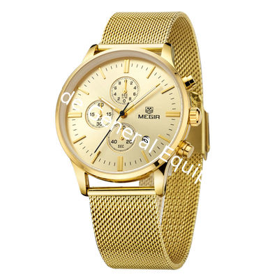 WJ-5263 MEGIR Brand Fashion Multifunction 3ATM Water Resistant Outdoor Men Stainless Steel Sport Watch