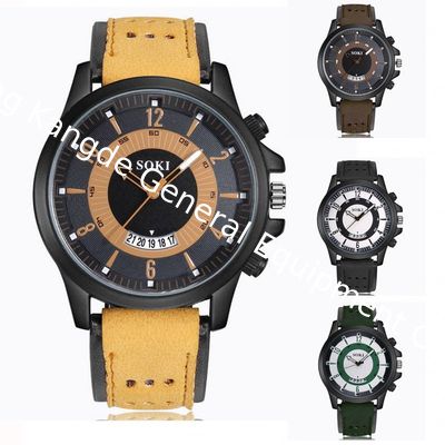 WJ-6931 2018 SOKI Brand New Design Match Color Leather Watches for Men Quartz Watches With Date
