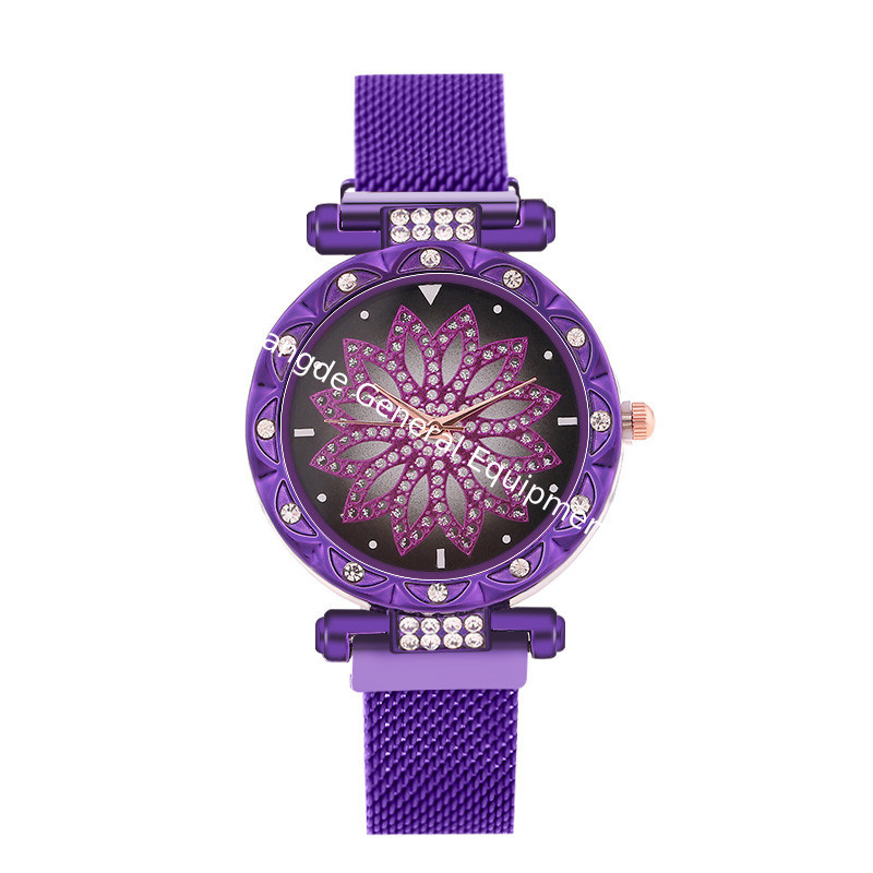 WJ-8578 China Wholesale Cheap Alloy Case Gold Crystal Women Stainless Steel Mesh Band Magnetic Watch