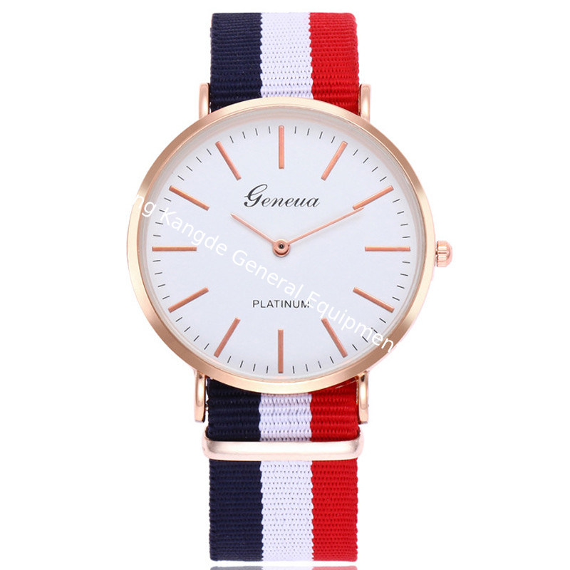 WJ-3395-2 Cheap Interchangeable Nylon Strip Strap Rose Gold Ultra Thin Case Custom Dial OEM Watch