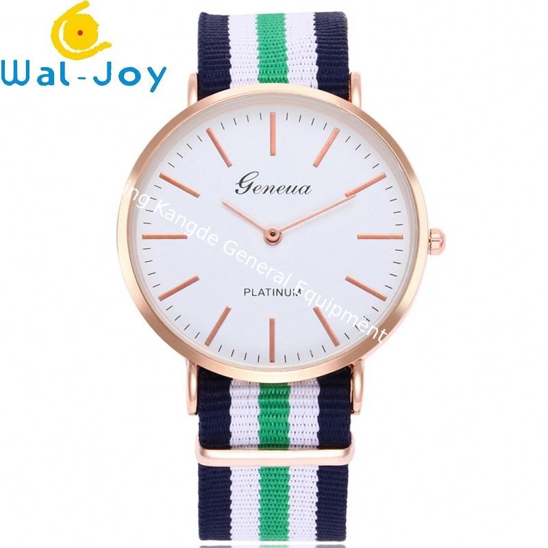 WJ-3395-2 Cheap Interchangeable Nylon Strip Strap Rose Gold Ultra Thin Case Custom Dial OEM Watch
