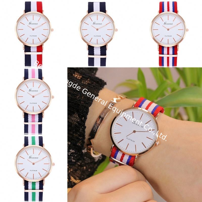 WJ-3395-2 Cheap Interchangeable Nylon Strip Strap Rose Gold Ultra Thin Case Custom Dial OEM Watch