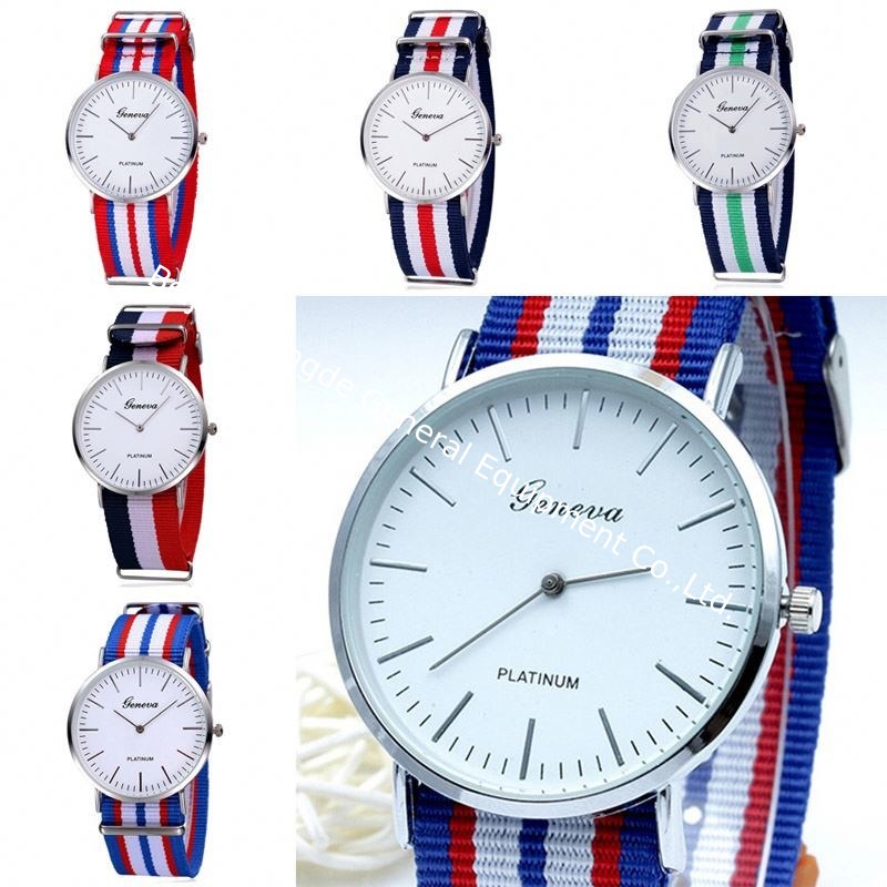 WJ-3395-2 Cheap Interchangeable Nylon Strip Strap Rose Gold Ultra Thin Case Custom Dial OEM Watch