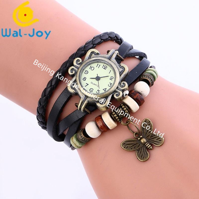 SW-684 Vintage Cheap Hot Sale Genuine Leather Ladies Bracelet Wristwatches Butterfly/Tower Pendant