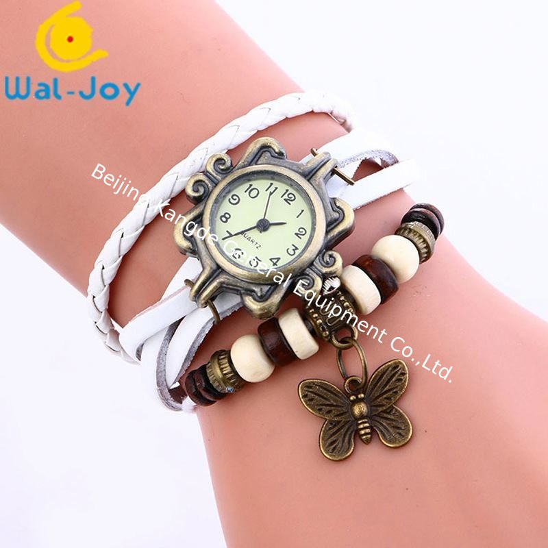 SW-684 Vintage Cheap Hot Sale Genuine Leather Ladies Bracelet Wristwatches Butterfly/Tower Pendant