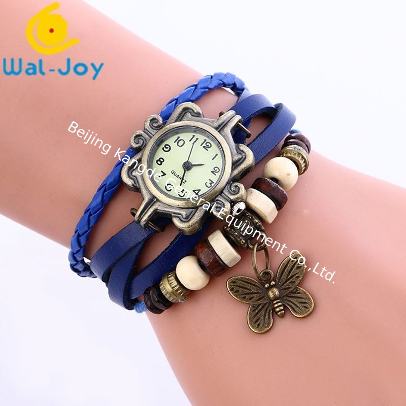 SW-684 Vintage Cheap Hot Sale Genuine Leather Ladies Bracelet Wristwatches Butterfly/Tower Pendant