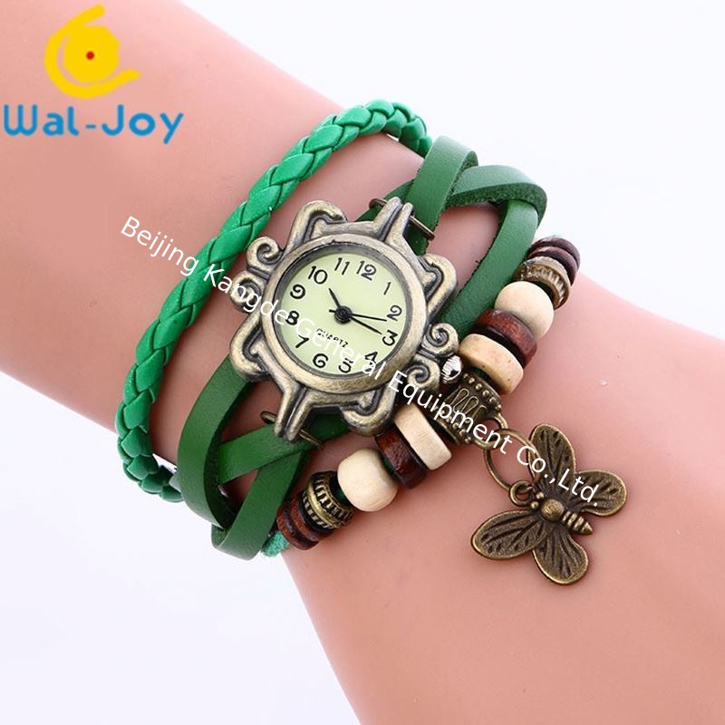 SW-684 Vintage Cheap Hot Sale Genuine Leather Ladies Bracelet Wristwatches Butterfly/Tower Pendant