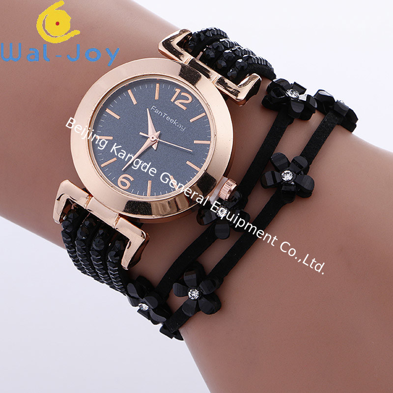 WJ-7029 Fashion diamond women watches flowers bracelet handwatches leather bangle wrist watches