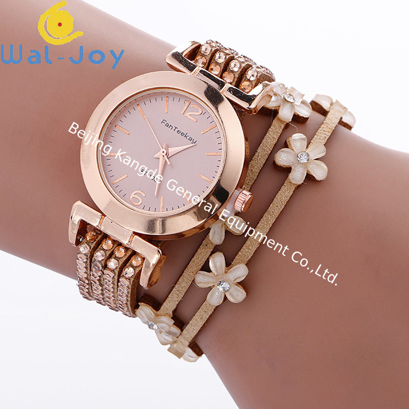 WJ-7029 Fashion diamond women watches flowers bracelet handwatches leather bangle wrist watches