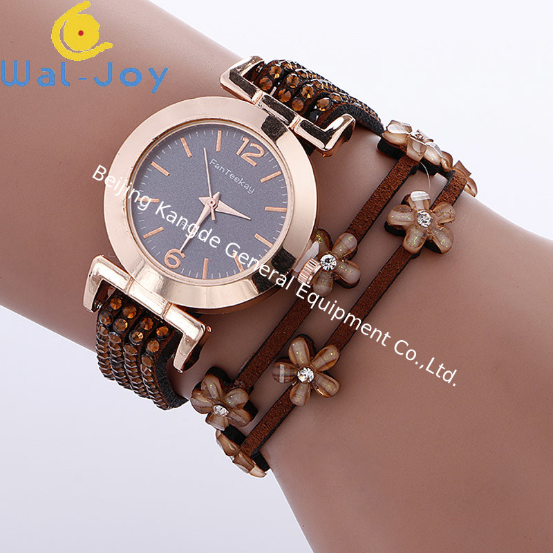 WJ-7029 Fashion diamond women watches flowers bracelet handwatches leather bangle wrist watches