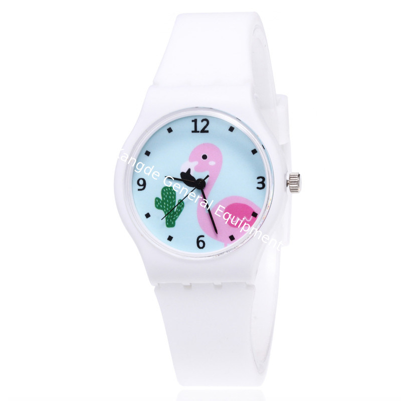 WJ-8378 Beautiful Ladies Silicone Watch Band Plastic Case Watch