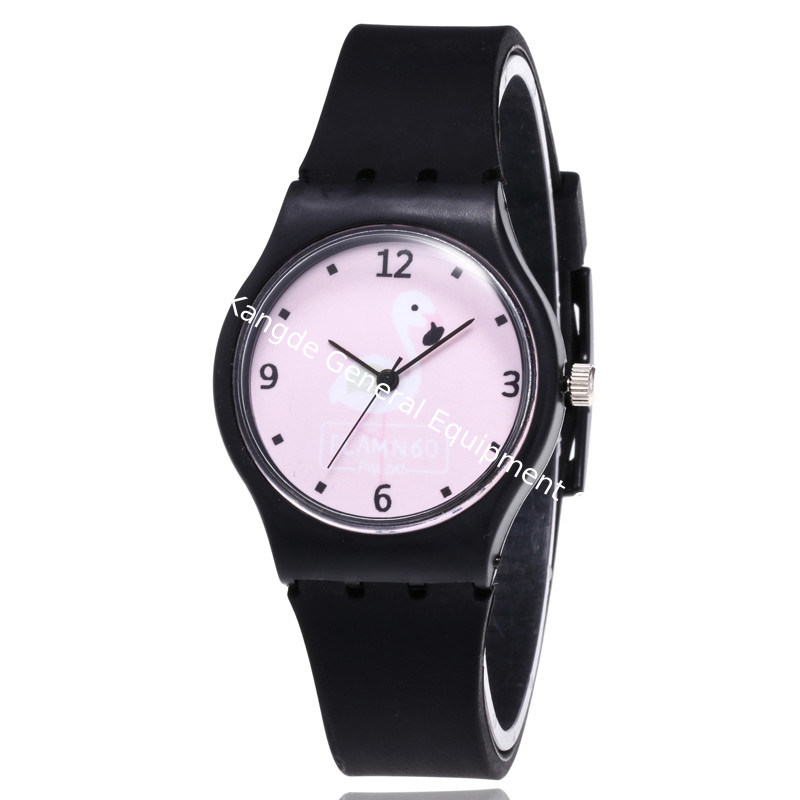 WJ-8378 Beautiful Ladies Silicone Watch Band Plastic Case Watch