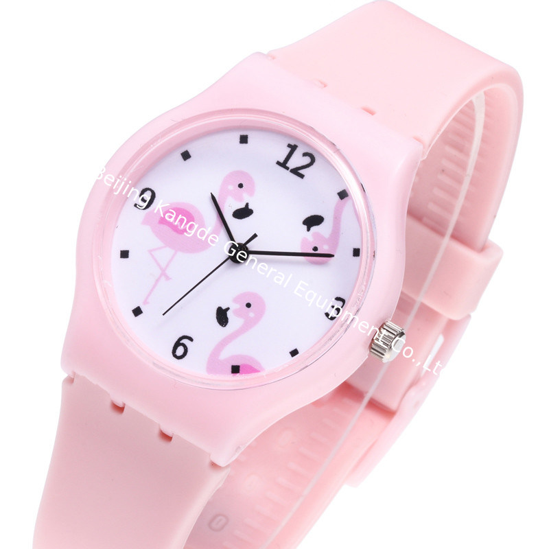 WJ-8378 Beautiful Ladies Silicone Watch Band Plastic Case Watch