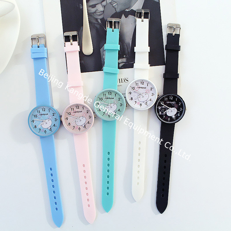 WJ-8379 Beautiful Ladies Silicone Watch Band Alloy Case Watch