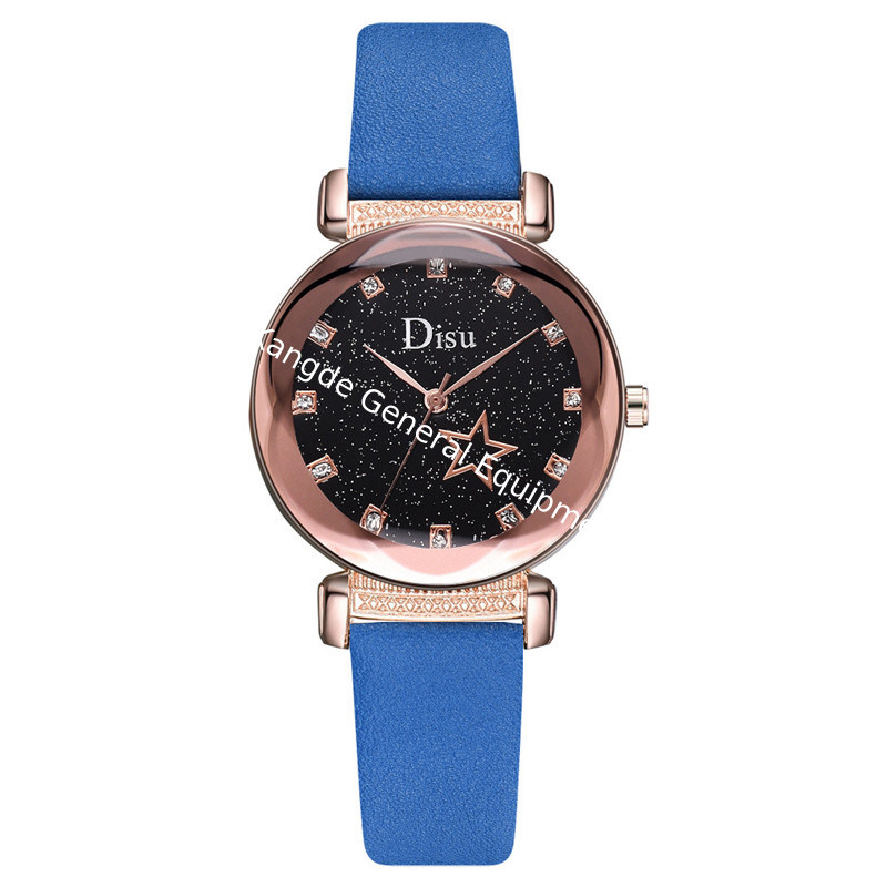 WJ-8427 Fashion Blue Leather Strap Red Band Quality Assurance Alloy Watch Case Women Fashion Watch