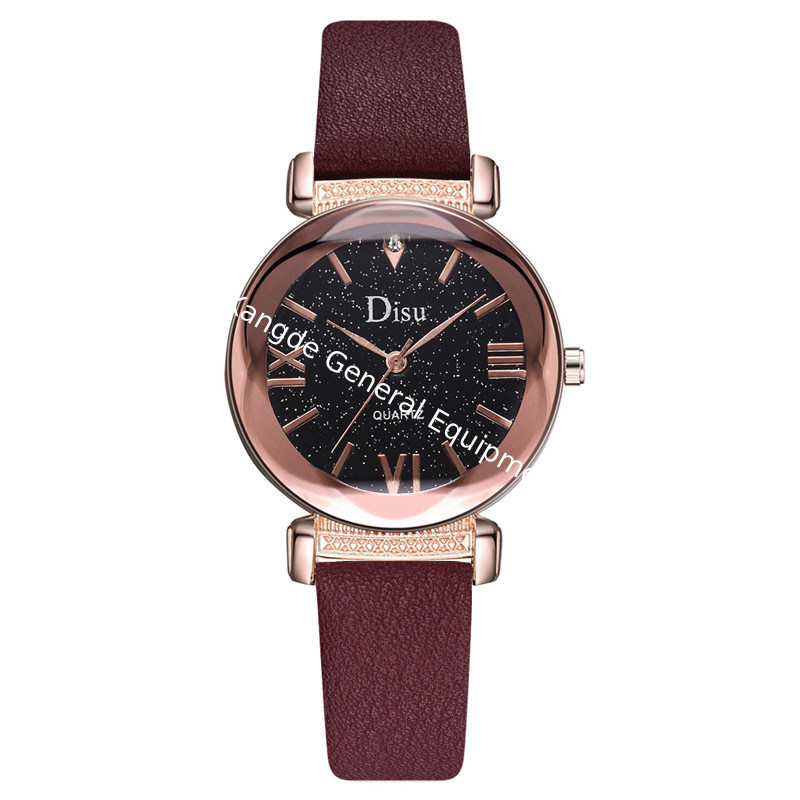 WJ-8426 Women Fashion Wrist Quality Assurance 8 Colors Alloy Watch Case Pink Leather Strap Watch