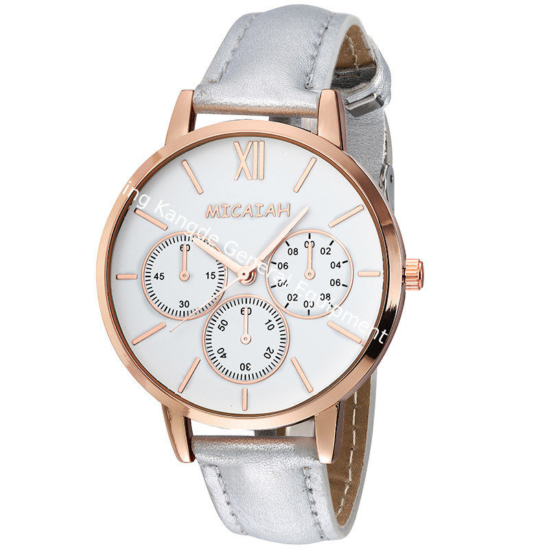 WJ-8424 Women Fashion Wrist Leather Strap Alloy Watch Case Analog Watch