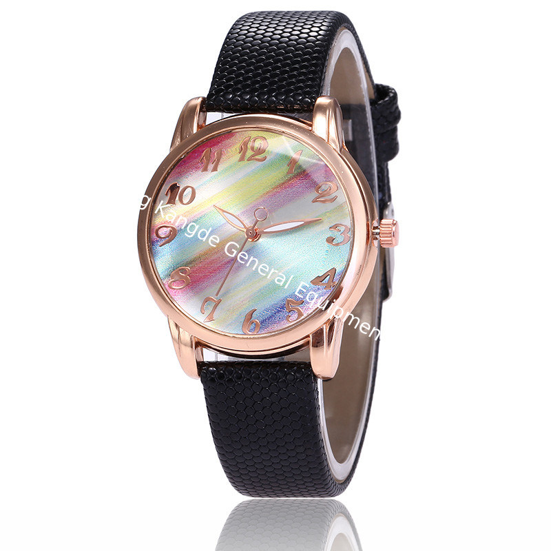 WJ-7801 Korean Fashion Belt Ultra-thin Ladies Watch Couple Table Rainbow Dial Harajuku Style Quartz Watch