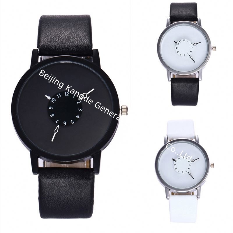 WJ-6389 Leather Band Quartz Turntable Dial Personality Fashion Lady Watch