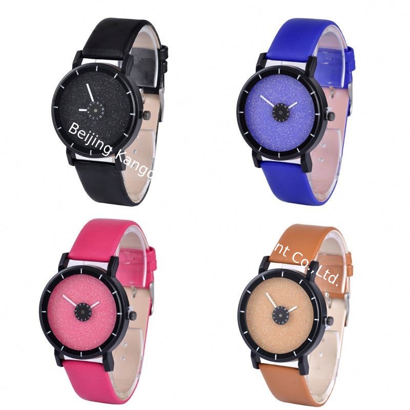 WJ-6389 Leather Band Quartz Turntable Dial Personality Fashion Lady Watch