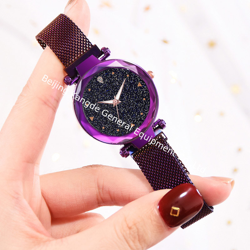 WJ-8486 Fashion Smart Quartz Purple Colors Stainless Steel Alloy Case Magnetic Bracelet Watch