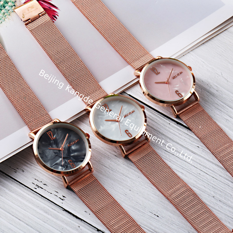 WJ-8419 Stainless Steel New Design Fashion Girls Mesh Watch Ladies Analog Quartz Watch