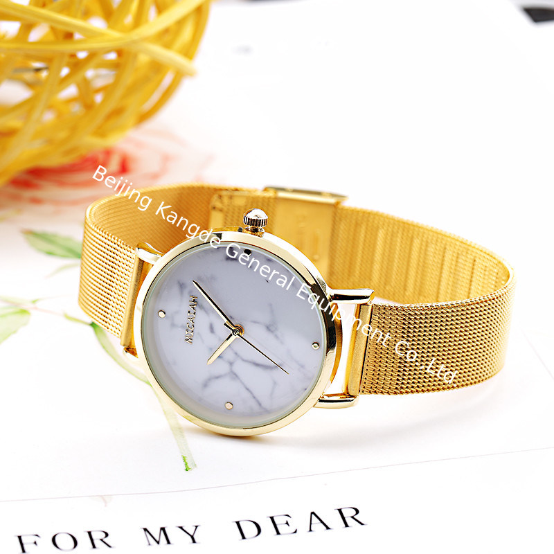 WJ-8418 New Design Fashion Girls Stainless Steel Analog Quartz Mesh Strap Watch