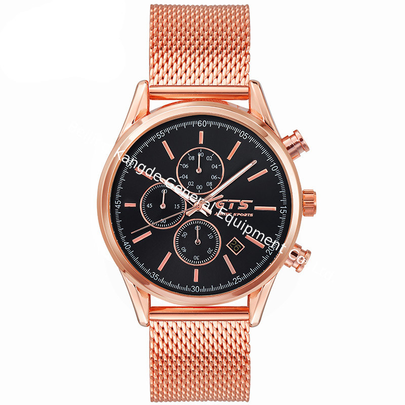 WJ-8382 Mens Mesh Three Watch Face Working Stainless Steel Watch Band Waterproof Watch