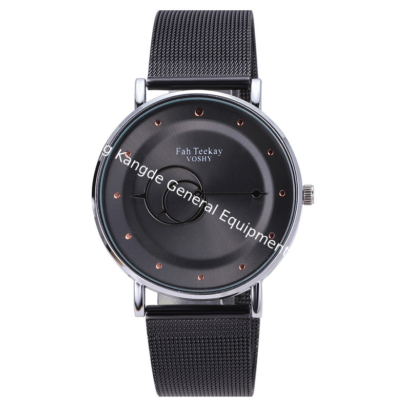WJ-8070 Fashion Men  Black Steel Mesh Hand Watch