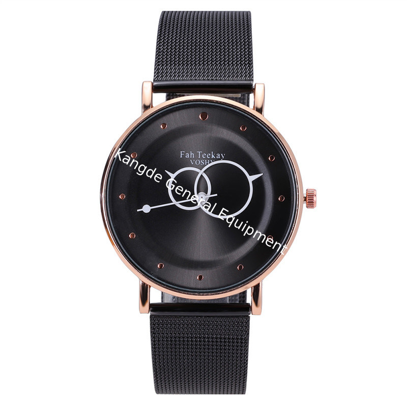 WJ-8070 Fashion Men  Black Steel Mesh Hand Watch