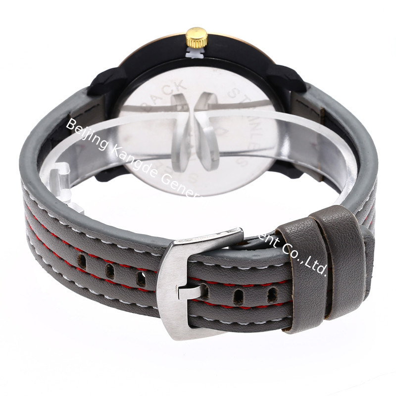 WJ-7971Men Black Quartz Wrist Leather Watch