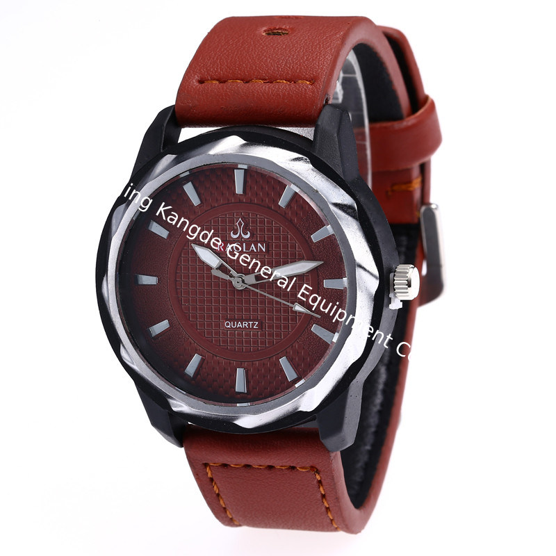 WJ-7969 Fashion Men Black  Leather Strap Wrist Watch