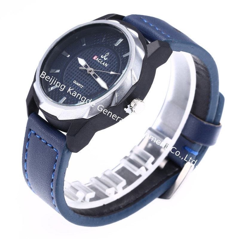 WJ-7969 Fashion Men Black  Leather Strap Wrist Watch