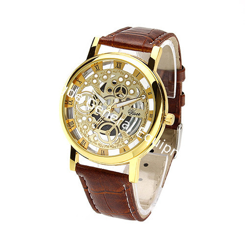 WJ-4136 Leather Casual Top Selling Hollow Quartz Watch