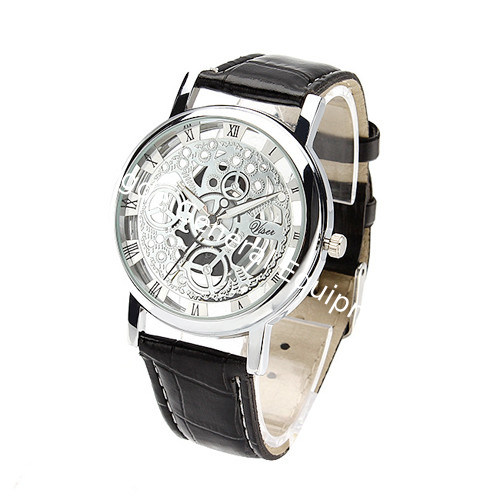 WJ-4136 Leather Casual Top Selling Hollow Quartz Watch