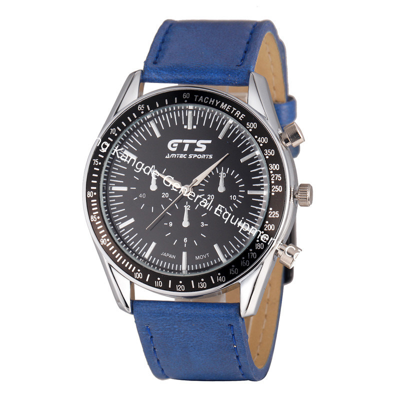 WJ-5434 newest hot sale GTS stylish stainless steel back leather band quartz men watch