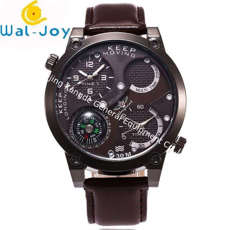 WJ-6641 Double Movement Big Dial Leather Men Watch