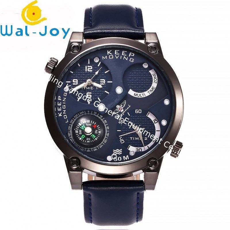 WJ-6641 Double Movement Big Dial Leather Men Watch