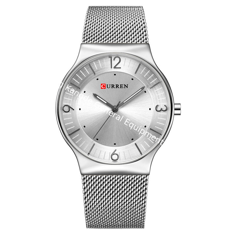 WJ-7428 CURREN 8304 Ultra-thin Round Luxury Men's Watch Minimalist Digital Net Band Wrist-watch Waterproof Imported Wick Watch