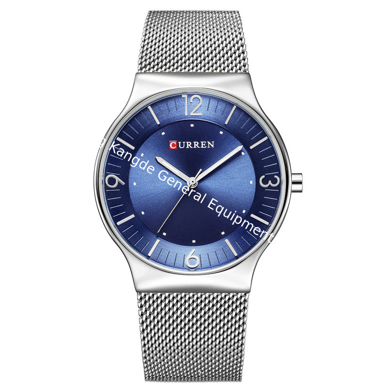 WJ-7428 CURREN 8304 Ultra-thin Round Luxury Men's Watch Minimalist Digital Net Band Wrist-watch Waterproof Imported Wick Watch